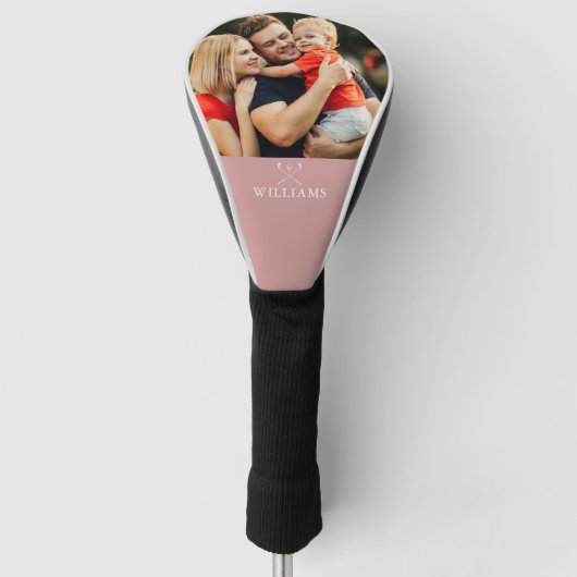 Personalisiertes Foto und Name Dusty Rose Rosa Golf Headcover (Vorderseite)