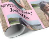 Personalisiertes Foto und Name Geburtswrap Geschenkpapier (Rolleneckpunkt)