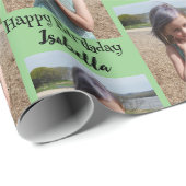 Personalisiertes Foto und Name Geburtswrap Geschenkpapier (Rolleneckpunkt)