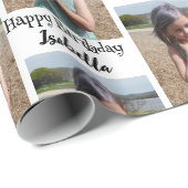 Personalisiertes Foto und Name Geburtswrap Geschenkpapier (Rolleneckpunkt)