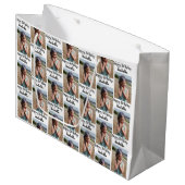 Personalisiertes Foto und Name Geburtswrap Große Geschenktüte (Vorderseite Schrägansicht)