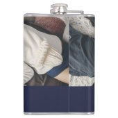 Personalisiertes Foto und Name Golf Clubs Navy Blu Flachmann (Rückseite)