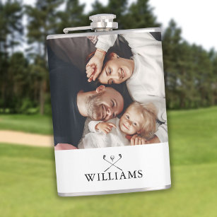 Personalisiertes Foto und Name Golfklubs Flachmann