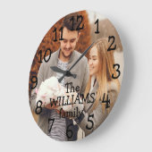 Personalisiertes Foto und Name Große Wanduhr (Winkel)