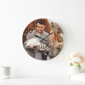 Personalisiertes Foto und Name Große Wanduhr (Zuhause)