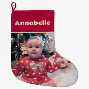 Personalisiertes Foto und Name Großer Weihnachtsstrumpf
