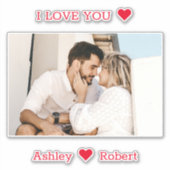 Personalisiertes Foto und Name I Liebe Sie  Aufkleber (Vorderseite)