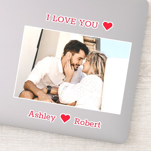Personalisiertes Foto und Name I Liebe Sie  Aufkleber (Detail)
