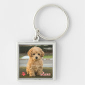 Personalisiertes Foto und Name in Rot Schlüsselanhänger (Vorne)