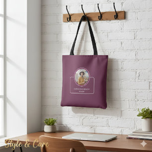 Personalisiertes Foto und Name mit Titel Burgund Tasche