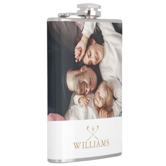 Personalisiertes Foto und Name Monogram Gold Flachmann (Rechts)