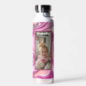 Personalisiertes Foto und Name Rosa und Magenta Trinkflasche (Links)