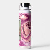 Personalisiertes Foto und Name Rosa und Magenta Trinkflasche (Rückseite)