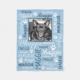 Personalisiertes Foto und Namen | Blue Dog Blanket Fleecedecke