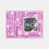 Personalisiertes Foto und Namen Rose Rosa Dog Blan Fleecedecke (Vorderseite (Horizontal))