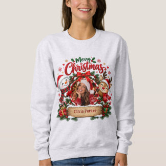 Personalisiertes Foto- und Namens-Weihnachts- Sweatshirt