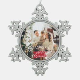 Personalisiertes Foto und Namensaufenthalte Schneeflocken Zinn-Ornament