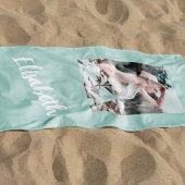 personalisiertes Foto- und Namensskript Strandtuch