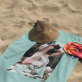 personalisiertes Foto- und Namensskript Strandtuch