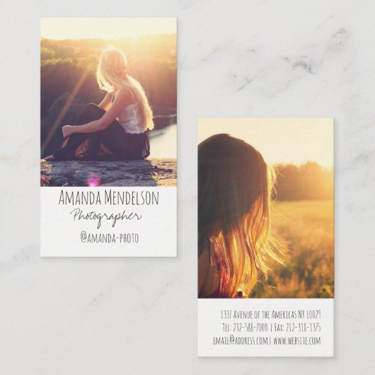 Personalisiertes Foto und personenbezogene Daten Visitenkarte (Vorne/Hinten)