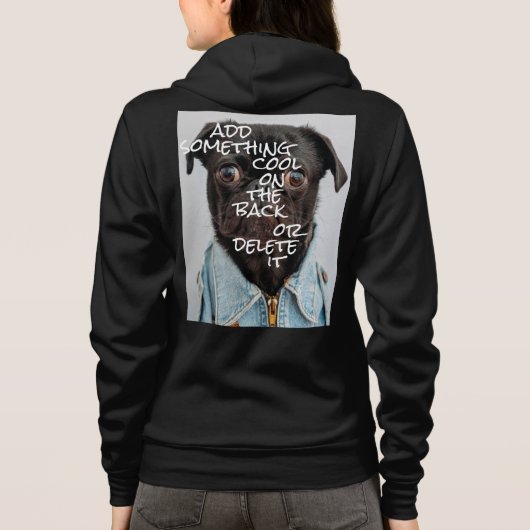 Personalisiertes Foto und schwarzer Text Hoodie (Rückseite)