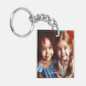 Personalisiertes Foto und Skripttext Einfaches Sch Schlüsselanhänger (Vorderseite links)