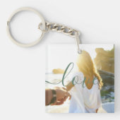 Personalisiertes Foto und Skripttext grün Schlüsselanhänger (Vorderseite)