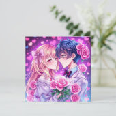 Personalisiertes Foto und Text - Anime - Valentins Karte (Stehend Vorderseite)