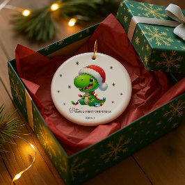 Personalisiertes Foto- und Text-Dinosaurier  Keramik Ornament