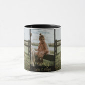  Personalisiertes Foto und Text | Elegante Schwarz Tasse (Zentrum)