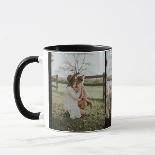  Personalisiertes Foto und Text | Elegante Schwarz Tasse (Links)