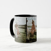  Personalisiertes Foto und Text | Elegante Schwarz Tasse (Vorderseite Links)