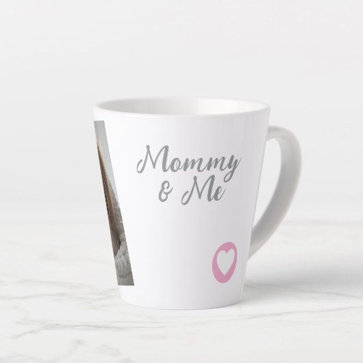 Personalisiertes Foto und Text-Foto mit Herz Milchtasse (Rechte Ecke)