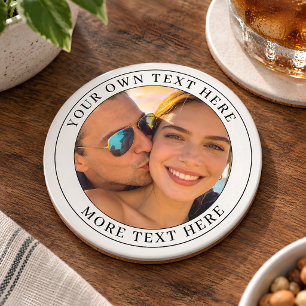 Personalisiertes Foto und Text Getränkeuntersetzer