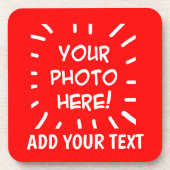 Personalisiertes Foto und Text Getränkeuntersetzer (Vorderseite)