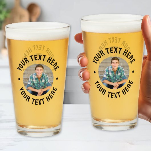 Personalisiertes Foto und Text Glas