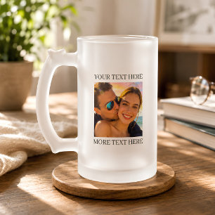 Personalisiertes Foto und Text Mattglas Bierglas