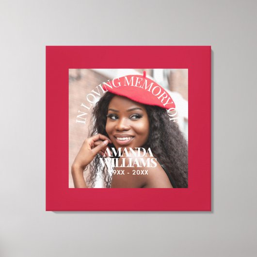 Personalisiertes Foto und Text-Memorial rot Leinwanddruck (Vorderseite)