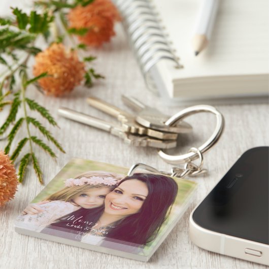 Personalisiertes Foto und Text | Name und Datum Ke Schlüsselanhänger (Vorderseite rechts)