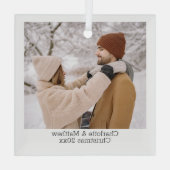 Personalisiertes Foto und Text Ornament Aus Glas (Rückseite)