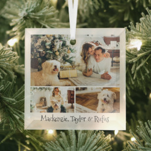 Personalisiertes Foto und  Text Ornament Aus Glas