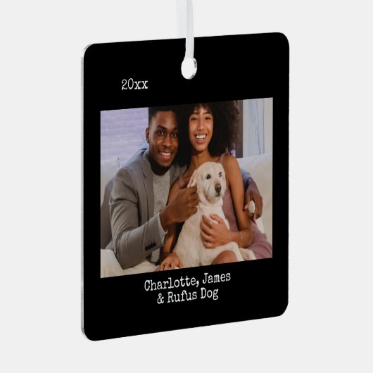 Personalisiertes Foto und Text Ornament Aus Metall (Vorderseite Rechts)