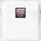 Personalisiertes Foto und Text Quadratischer Aufkleber (Tasche)