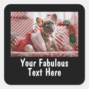 Personalisiertes Foto und Text Quadratischer Aufkleber