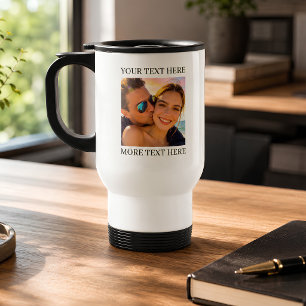 Personalisiertes Foto und Text Reisebecher