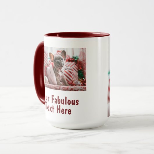 Personalisiertes Foto und Text rot Tasse (Vorderseite Links)