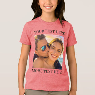 Personalisiertes Foto und Text Rot Tri-Blend Shirt