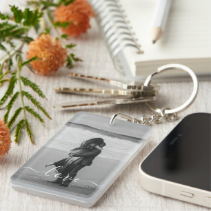 Personalisiertes Foto und Text Schlüsselanhänger