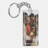 Personalisiertes Foto und Text Schlüsselanhänger (Vorderseite links)