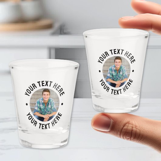 Personalisiertes Foto und Text Schnapsglas